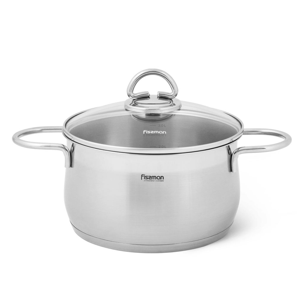 Stockpot MONICA 24 x 13.5 cm 6.1 LTR with Glass Lid Stainless Steel